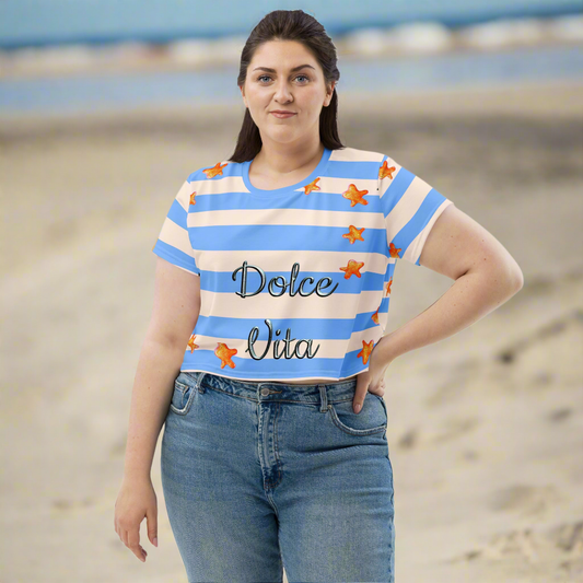T-shirt Crop-Top imprimé all over ''Dolce Vita''