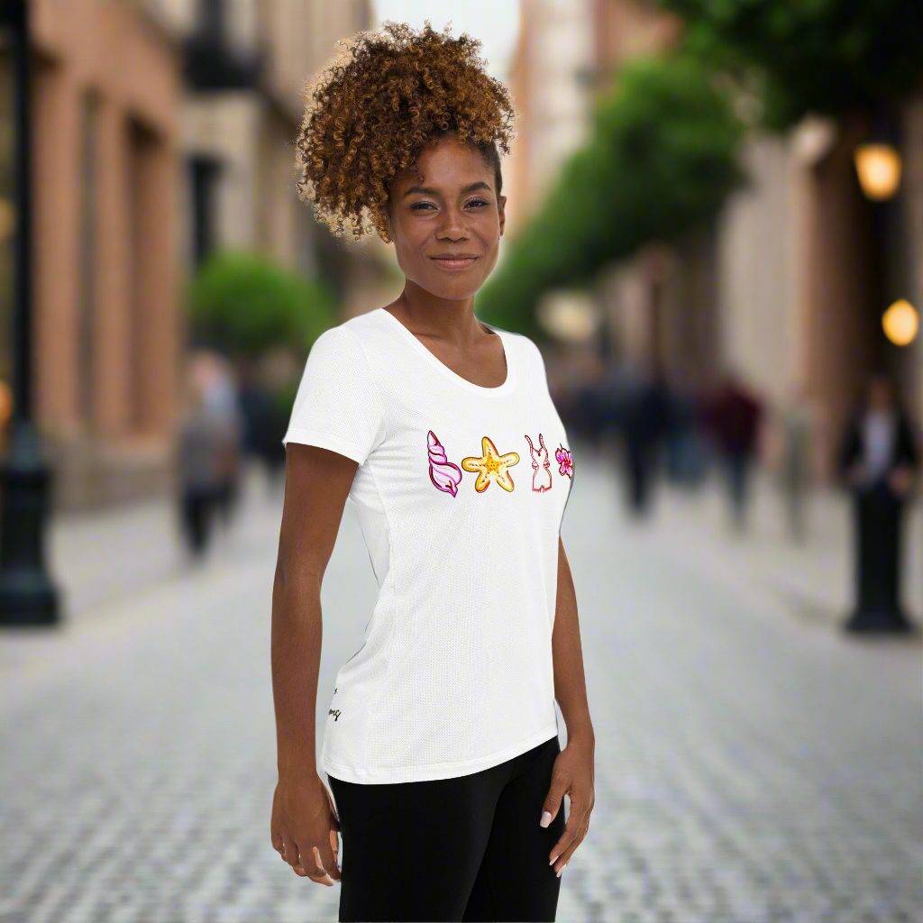 T-shirt Blanc femme Sketch - Fleurs et coquillages Été 2025