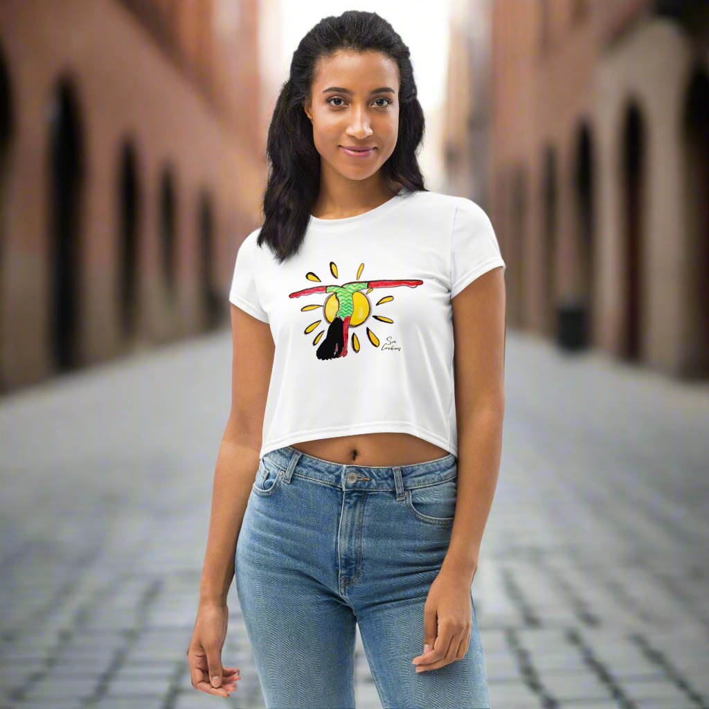 T-shirt Crop-Top imprimé tendance message ''Je ne m'excuse pas'' E25