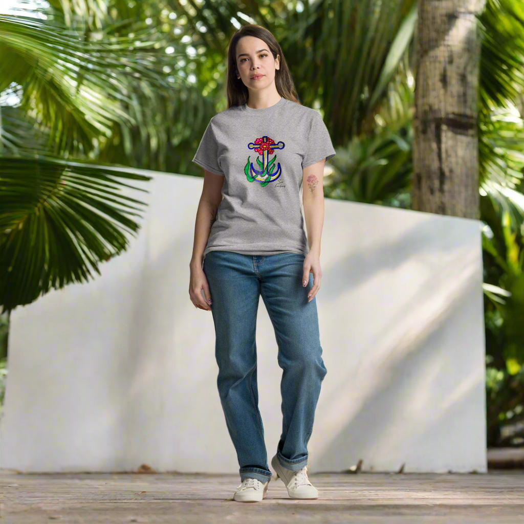 T-shirt Classic Unisexe en coton - Motif Design "Ancre fleuri" Edition 2025