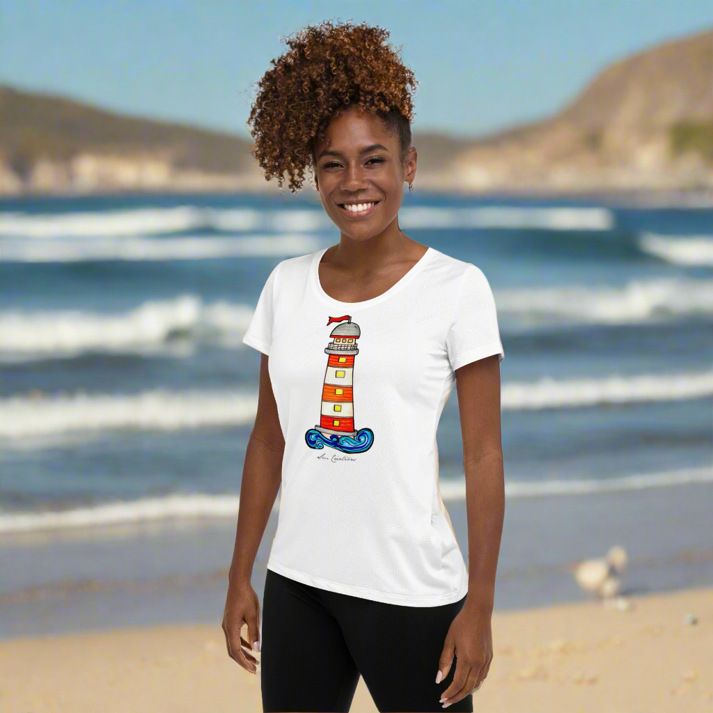 T-shirt Blanc femme Sketch - Summertimes en Phare - Été 2025