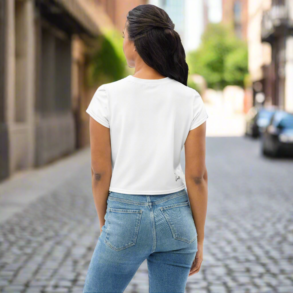 T-shirt Crop-Top imprimé tendance message ''Zen'' E25