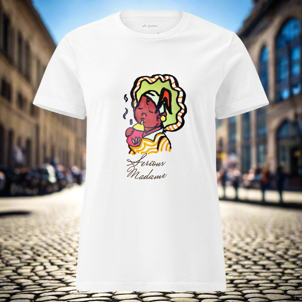 T-shirt classique softstyle femme '' Serious Madame'' Tendance Message 100% Coton Summer 2025