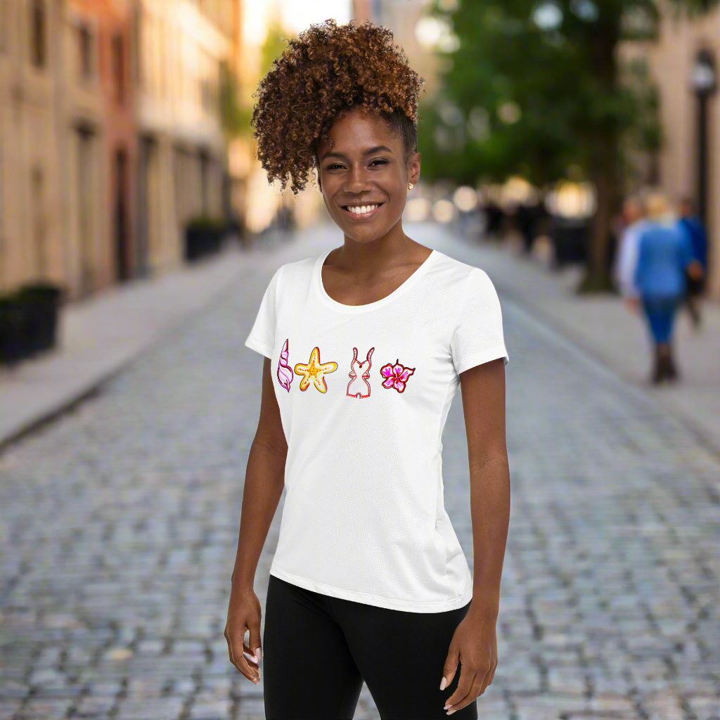 T-shirt Blanc femme Sketch - Fleurs et coquillages Été 2025