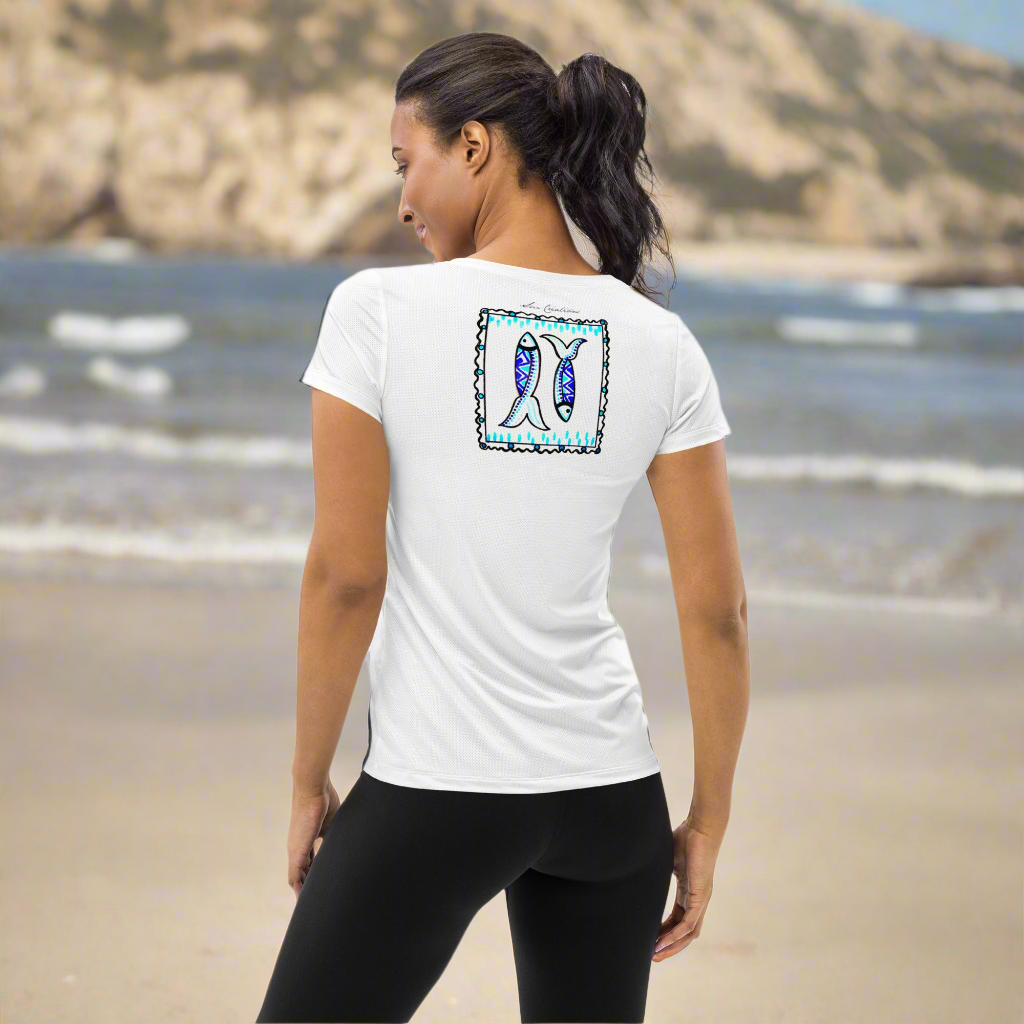 T-shirt Blanc femme Sketch - Timbre Maritime Été 2025