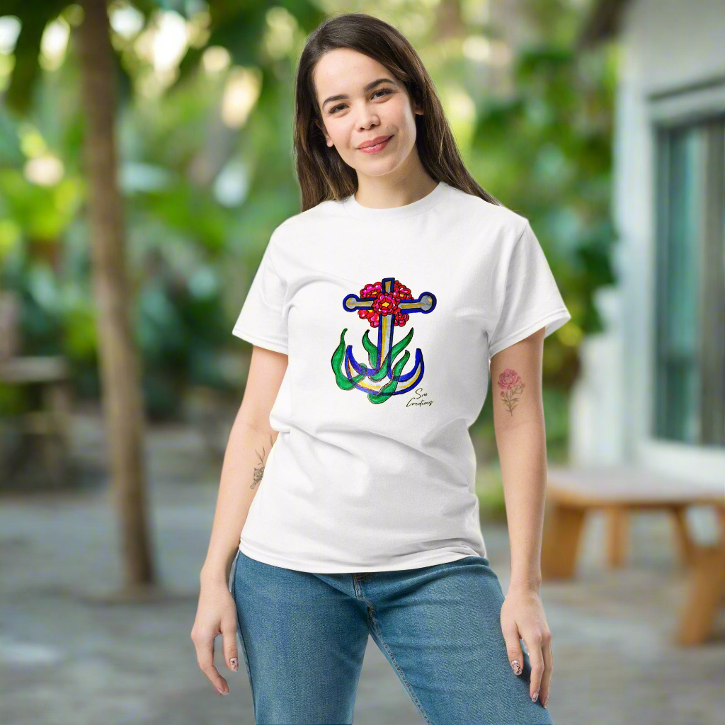 T-shirt Classic Unisexe en coton - Motif Design "Ancre fleuri" Edition 2025