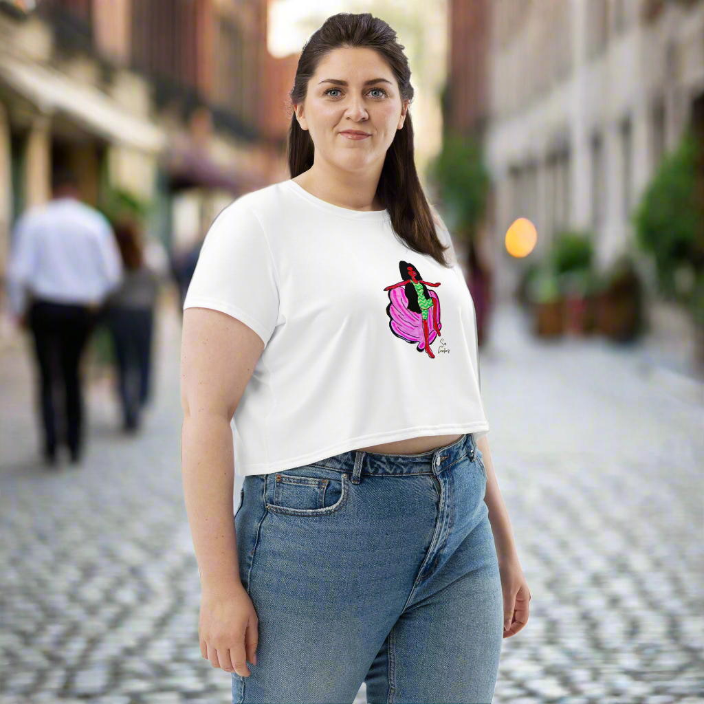 T-shirt Crop-Top imprimé tendance message ''Self Love''