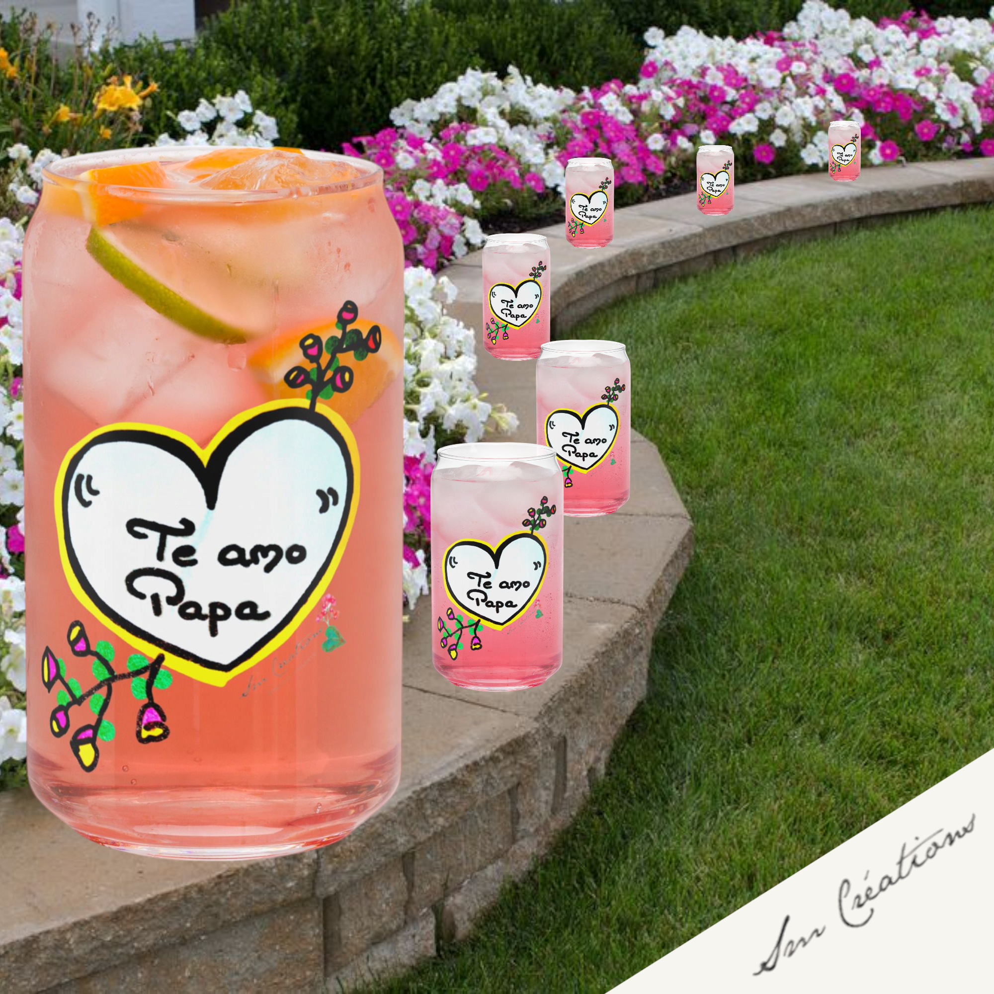 Verre en forme de canette '' Te amo Papa'' Design Special Doux Messages 2025