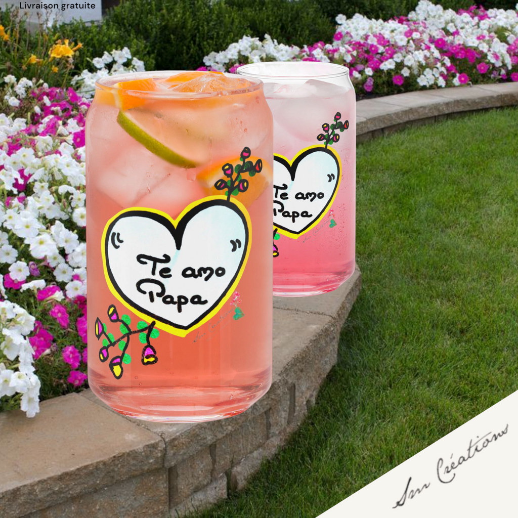Verre en forme de canette '' Te amo Papa'' Design Special Doux Messages 2025