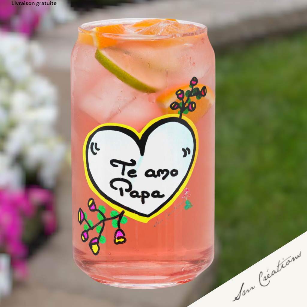 Verre en forme de canette '' Te amo Papa'' Design Special Doux Messages 2025