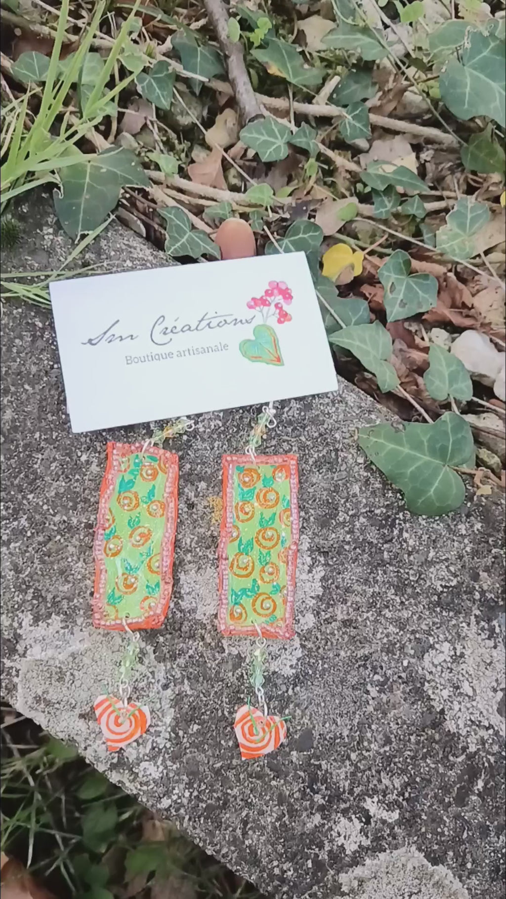 Boucle d'oreille Arte| ''Orange Springle'' 95% Naturelle