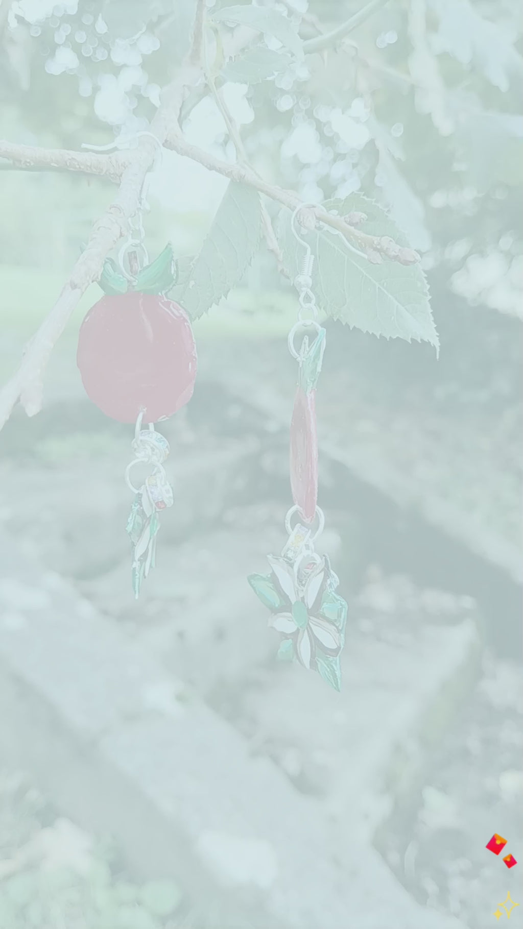 Boucle d'oreille Arte| ''Pomme de fleur ''95% Naturelle