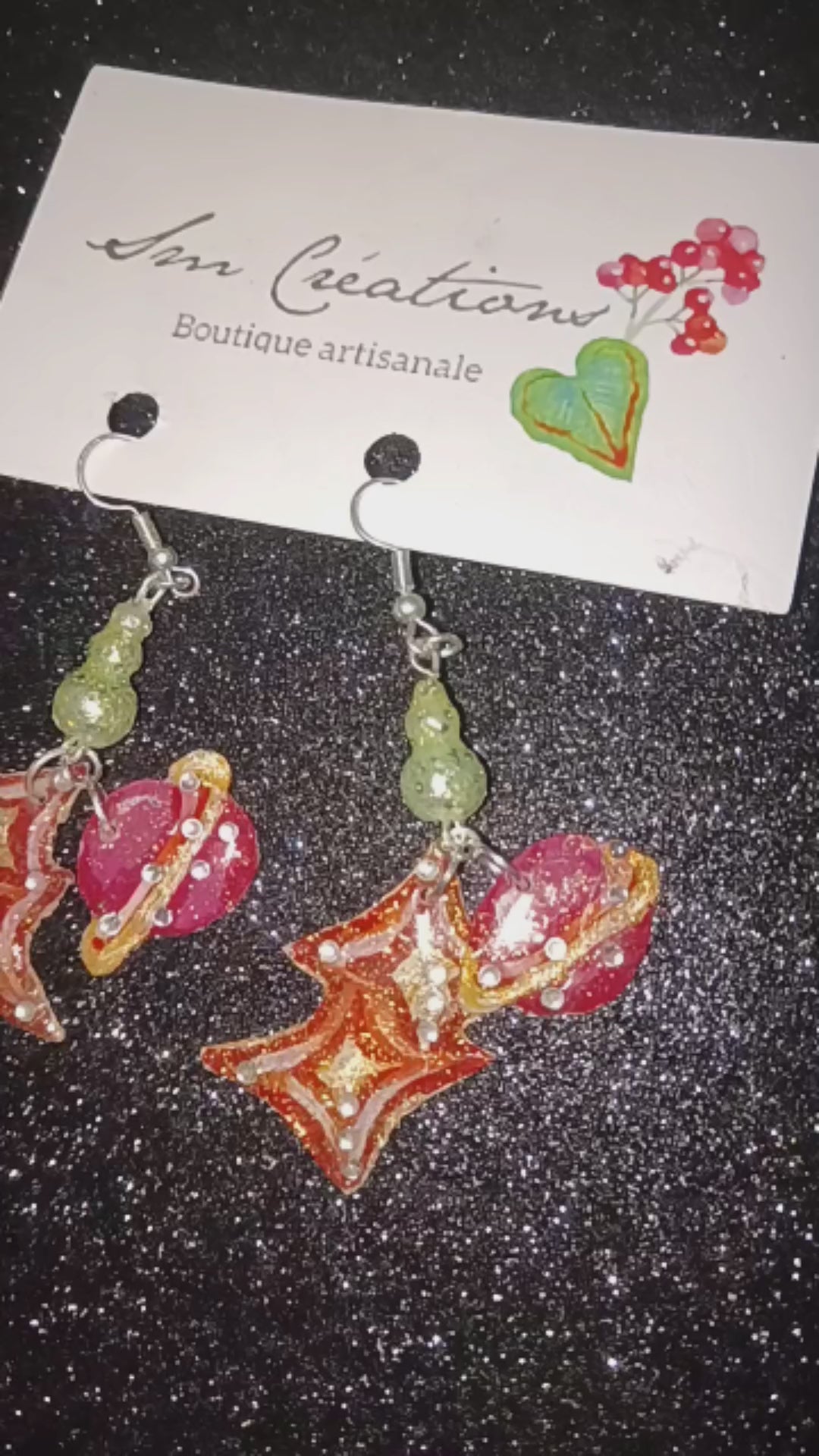 Boucle d'oreille artistique |''Saturné'' Color Pop| 95% Naturel Fais Main