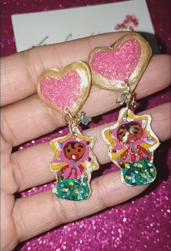 Boucle d'oreille artistique |''Little pinky ''| 95% Naturel Fais Main