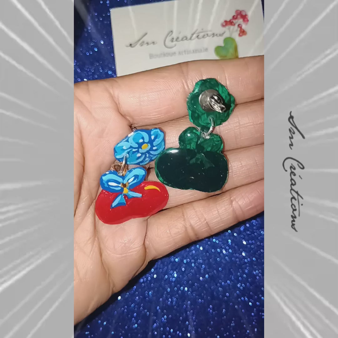 Boucle d'oreille Arte| ''Pomme 𝗍𝗈𝗆𝖺𝗍𝖾 ''95% Naturelle
