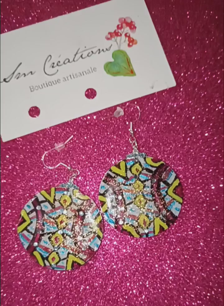 Boucle d'oreille artistique |Collection Créoles ColorBlock| Peintes à la main | QTE 01