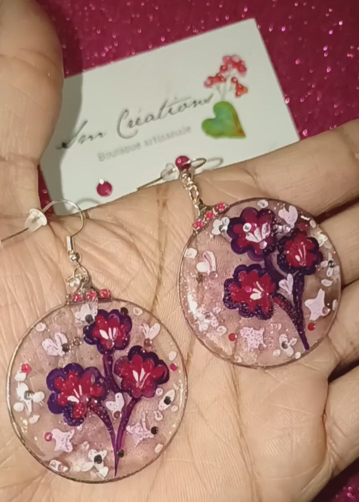 Boucle d'oreille artistique |Collection Créoles ColorBlock| Peintes à la main | QTE 01