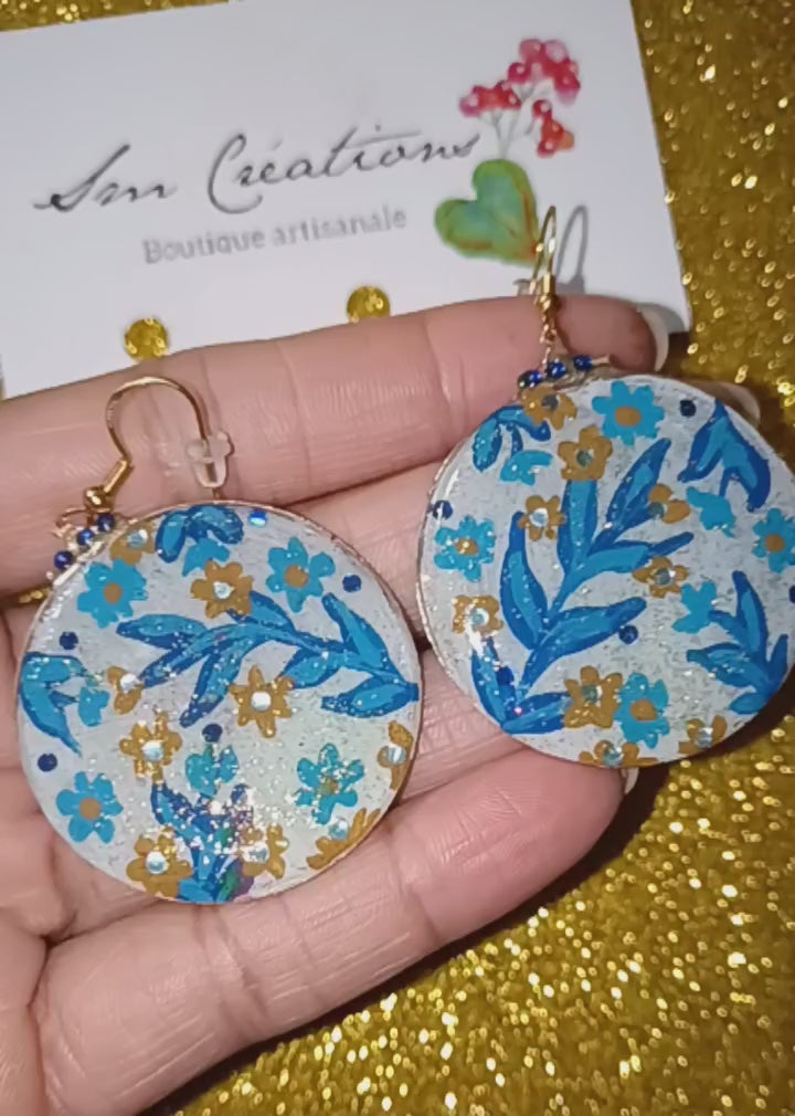 Boucle d'oreille artistique |Collection Créoles ColorBlock| Peintes à la main | QTE 01