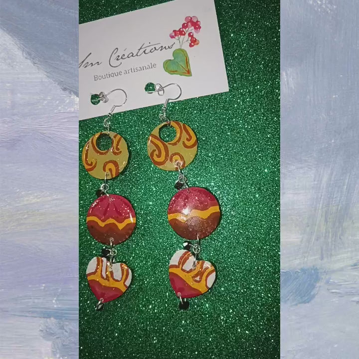 Boucle d'oreille artistique |''Mignardizz'' Color Pop| 95% Naturel Fais Main