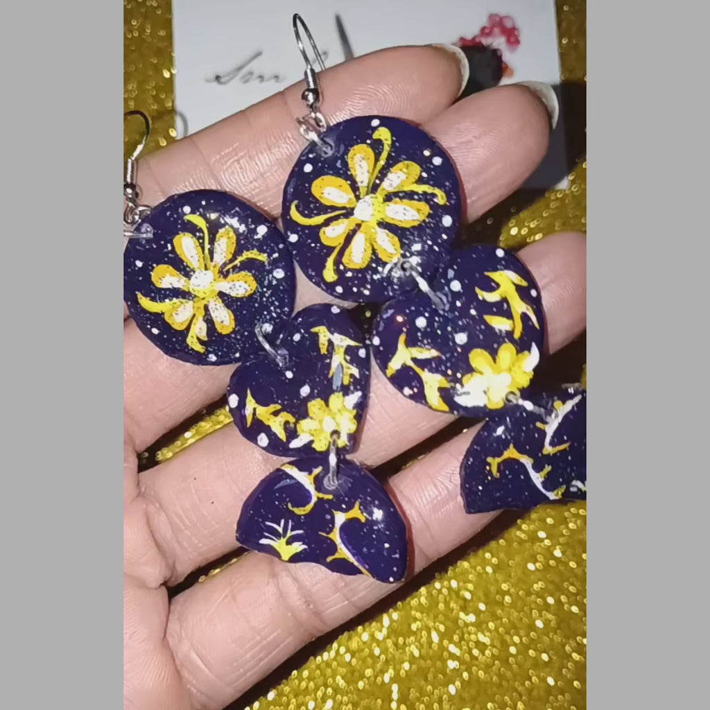 Boucle d'oreille artistique |''𝖫𝗎𝗇ardizz'' Color Pop| 95% Naturel Fais Main