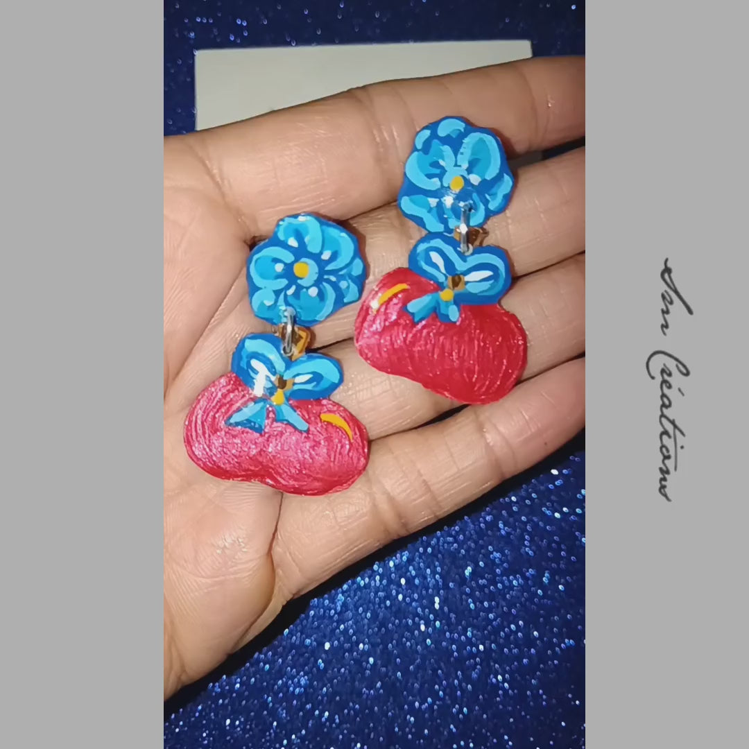 Boucle d'oreille Arte| ''Pomme 𝗍𝗈𝗆𝖺𝗍𝖾 ''95% Naturelle