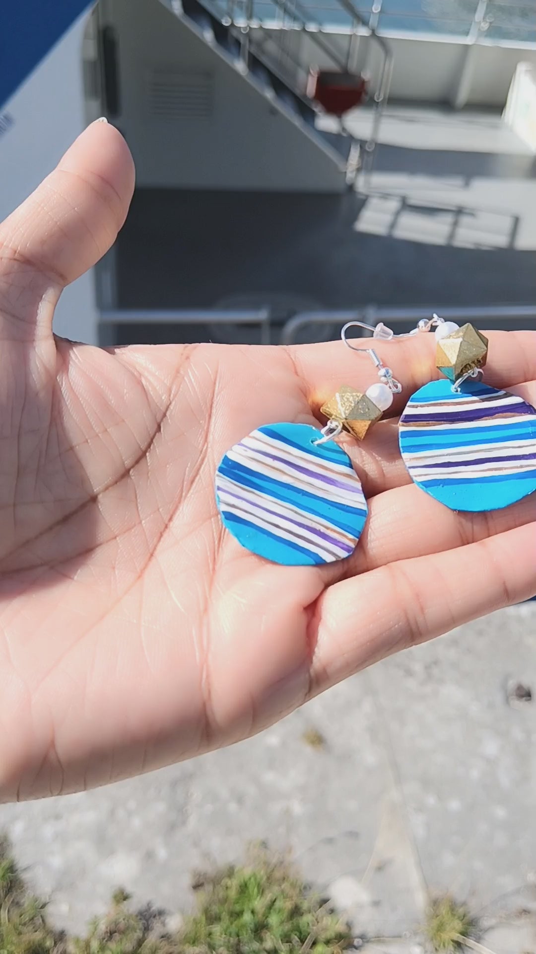 Boucle d'oreille artisanale Arte | ''Marinade'' 95%Naturel