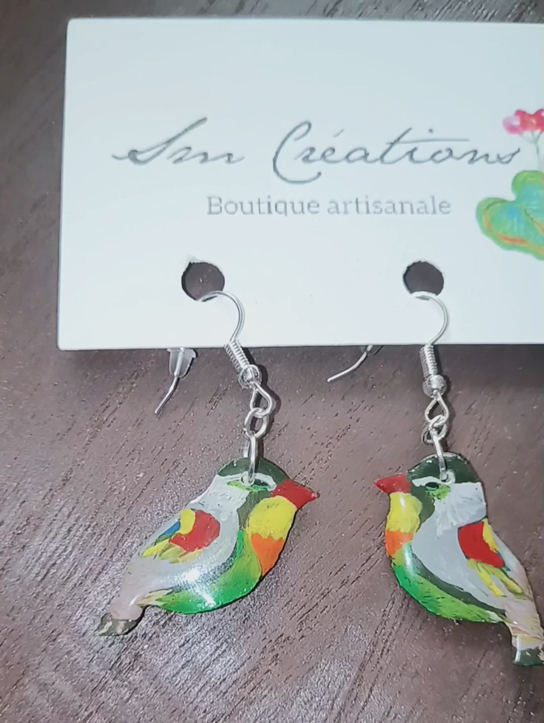 Boucle d'oreille artistique |''Rossignol du Japon'' Jardin Privé| 95% Naturel Fais Main