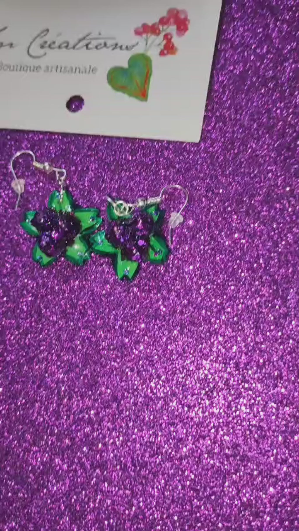 Boucle d'oreille Arte| Fleurs en violet Sequin| 95% Naturel