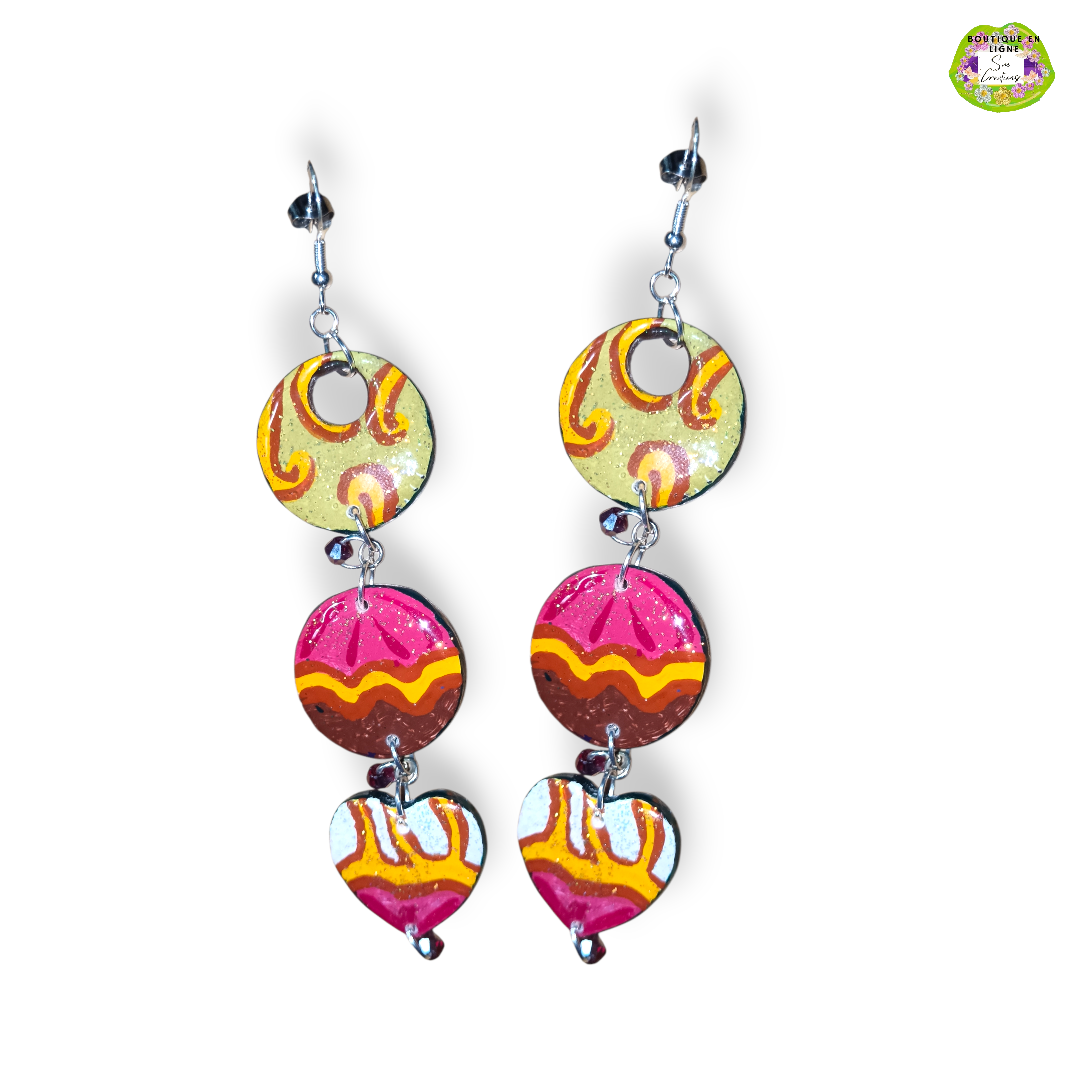 Boucle d'oreille artistique |''Mignardizz'' Color Pop| 95% Naturel Fais Main