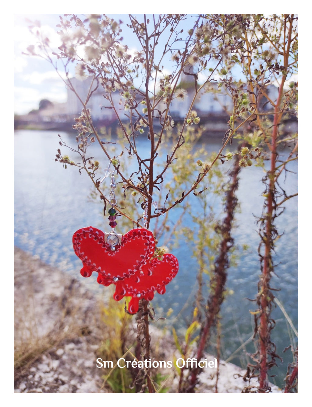 Boucle d'oreille artisanale Arte | '' Coeur Bouillon'' 95% Naturel