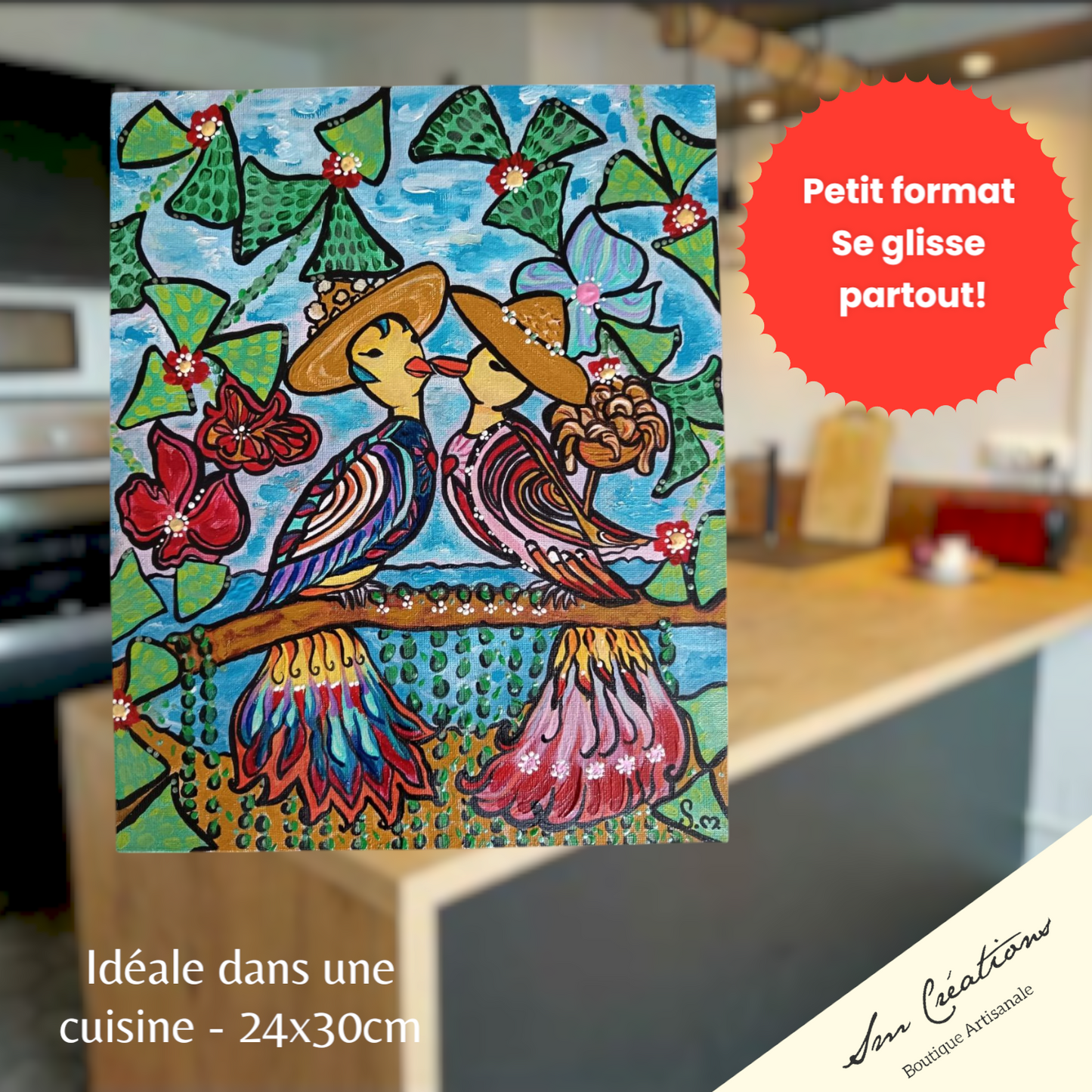 "Comme un souvenir d'été" Toile originale 24X30 cm - Exemplaire unique signé - Peinture acrylique 3D Paint