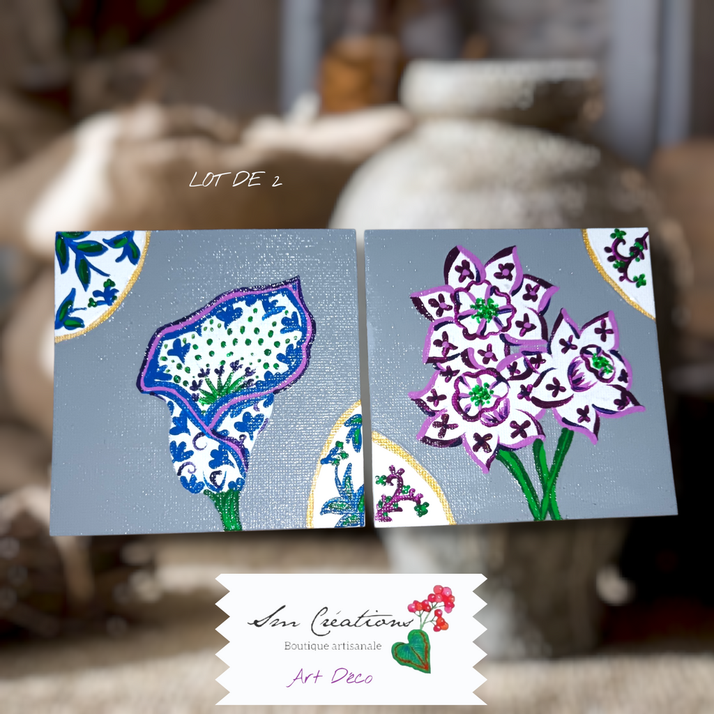 Peinture décoratif joviale aimanté ''Comme du béton''| Signé Sm (Lot de 2)