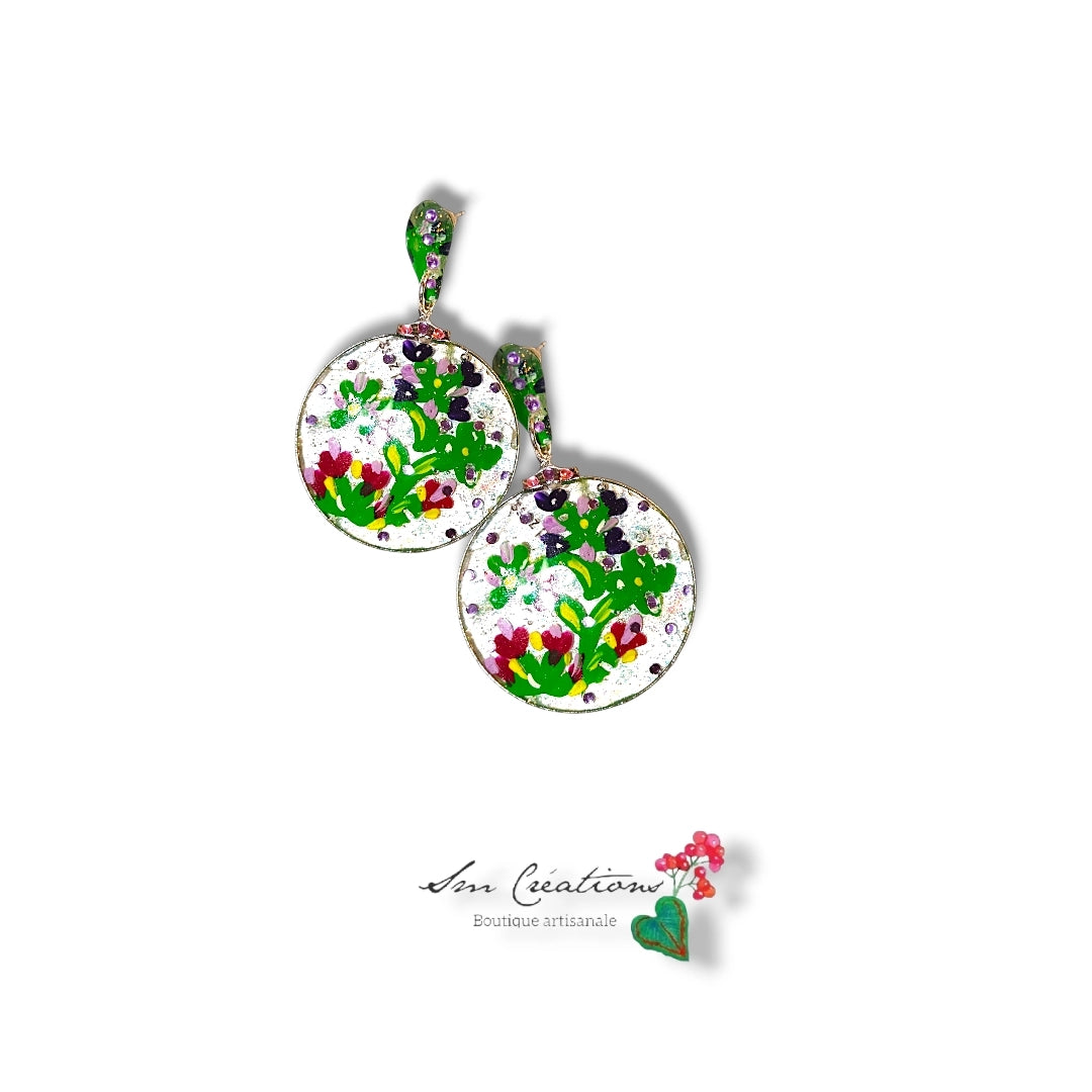Boucle d'oreille artistique |Collection Créoles ColorBlock ''Recyclé''| Peintes à la main | QTE 01