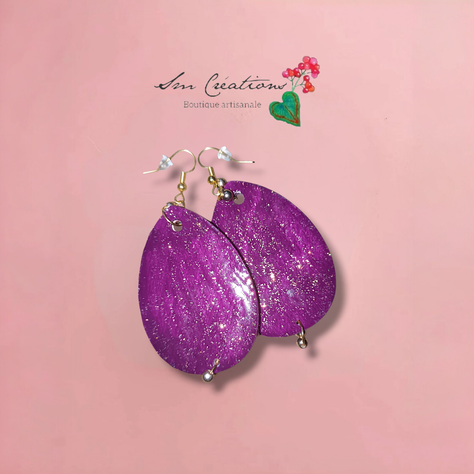 Boucle d'oreille artistique |''Goutte de fleur dépareillée''| 95% Naturel Fais Main - Bohème chic