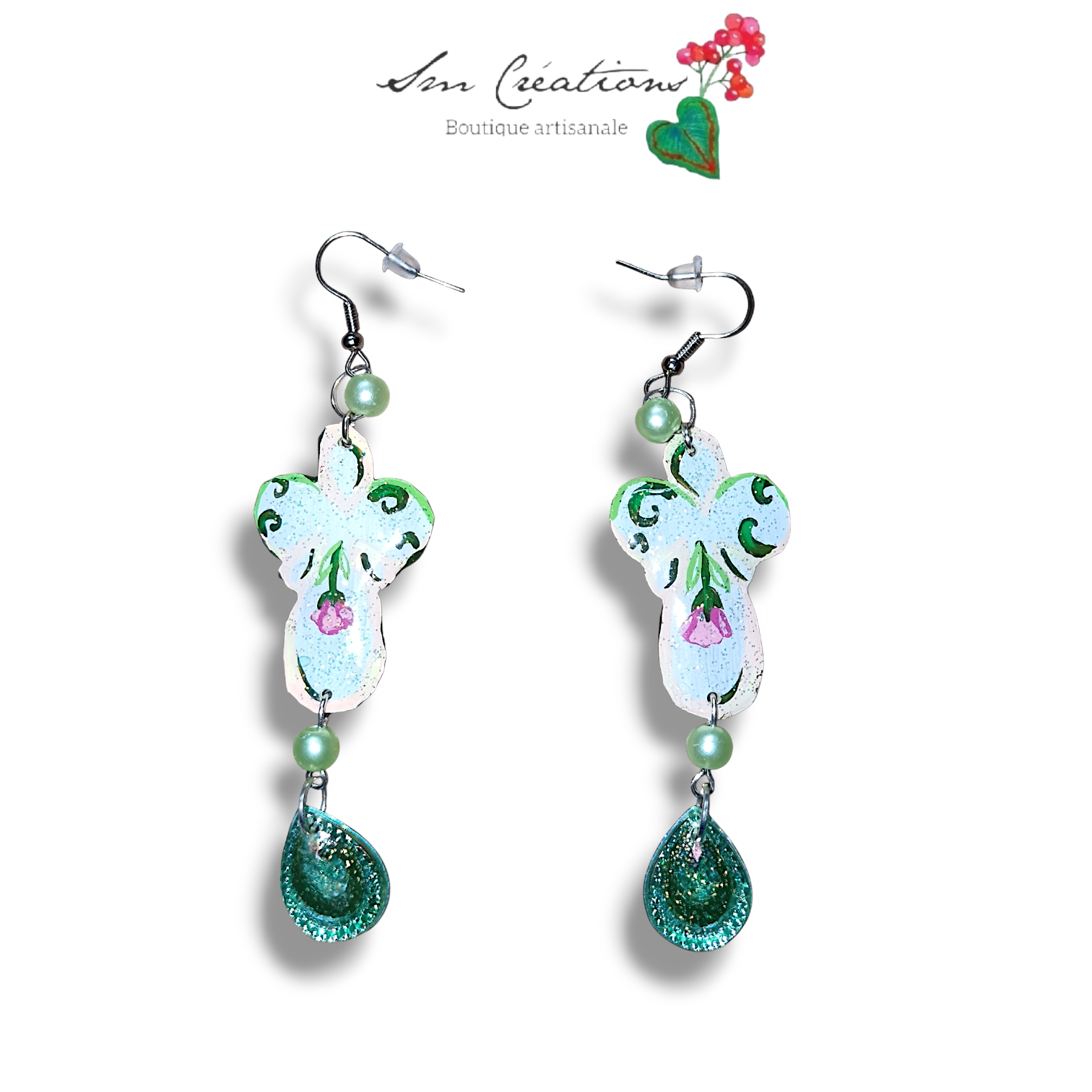Boucle d'oreille artistique |''Pendantes florales''| 95% Naturel Fais Main - Arte chic