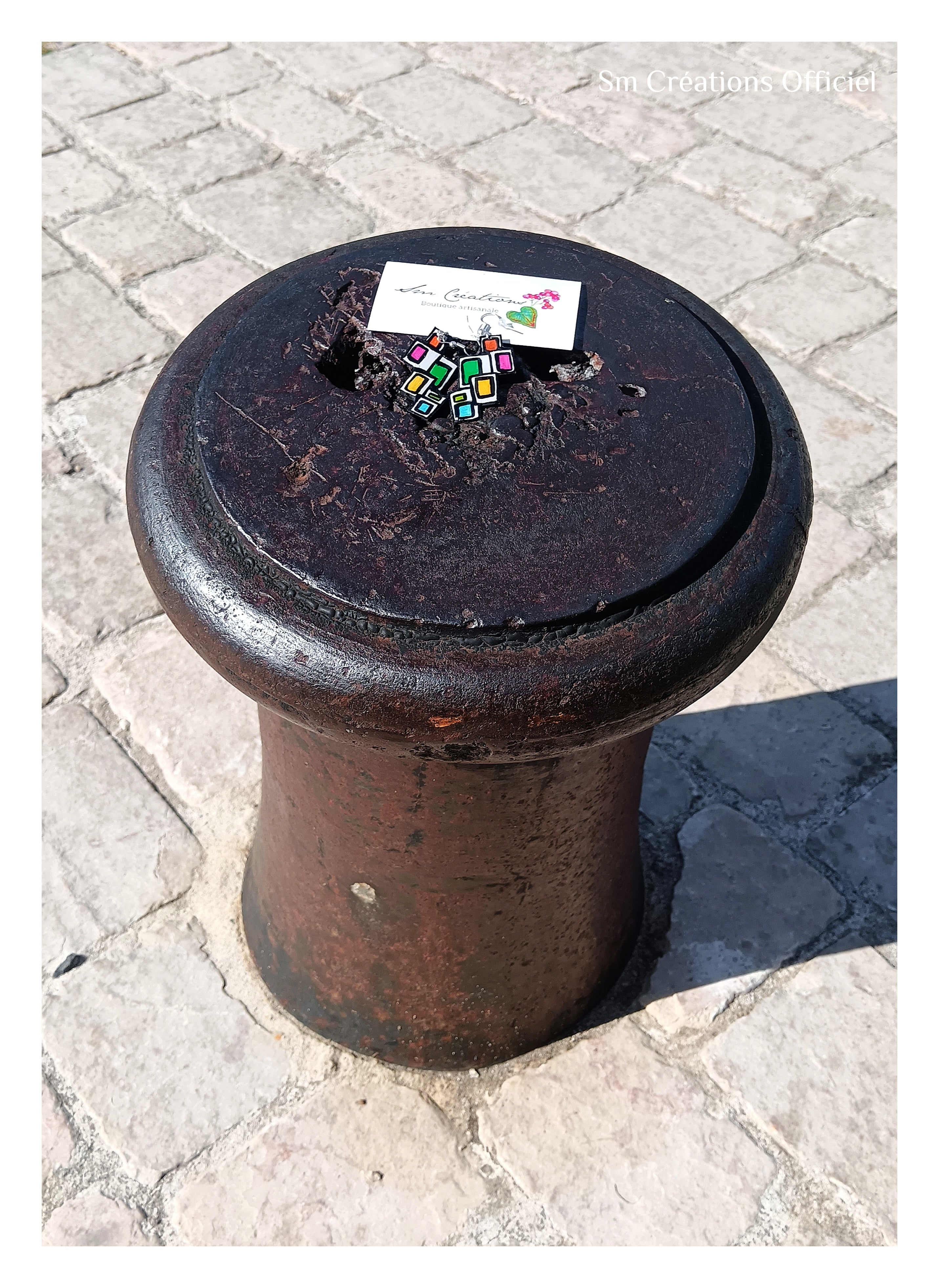 Boucle d'oreille artisanale Arte| ''L'algo rythme?" 95% Naturel