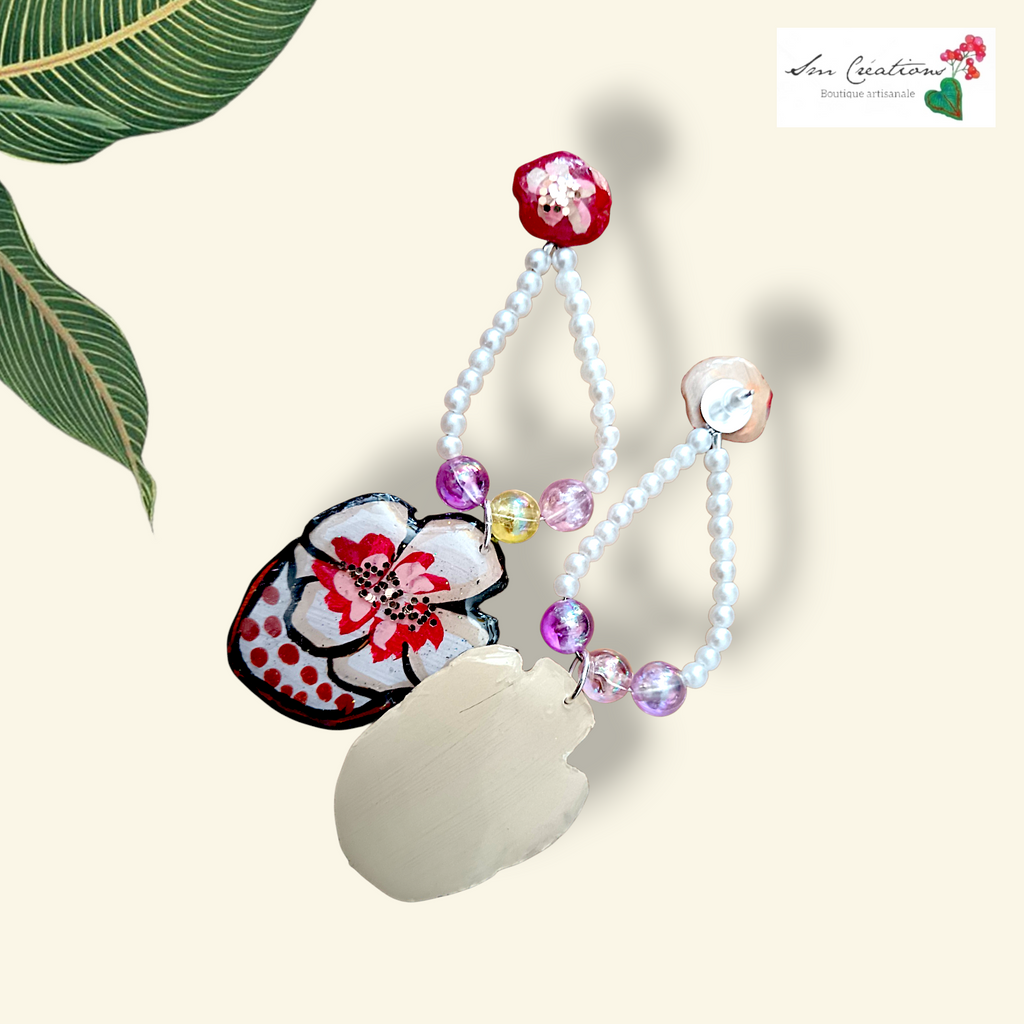 🌺 Boucles d'oreilles artisanales « Fleur et Coco »