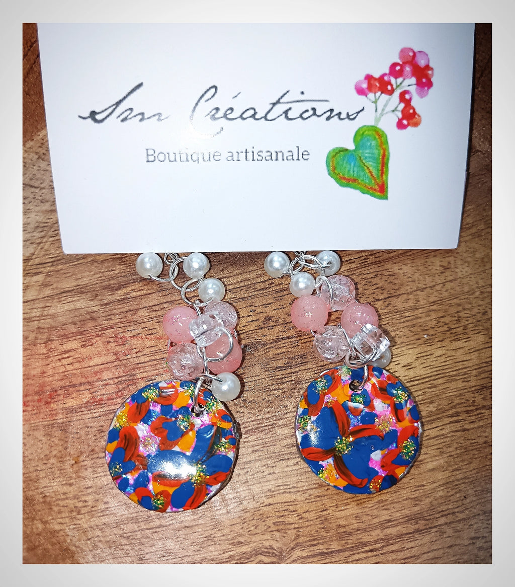 Boucle d'oreille artisanale ''Fleurs et glaçons '' | Edition 2025