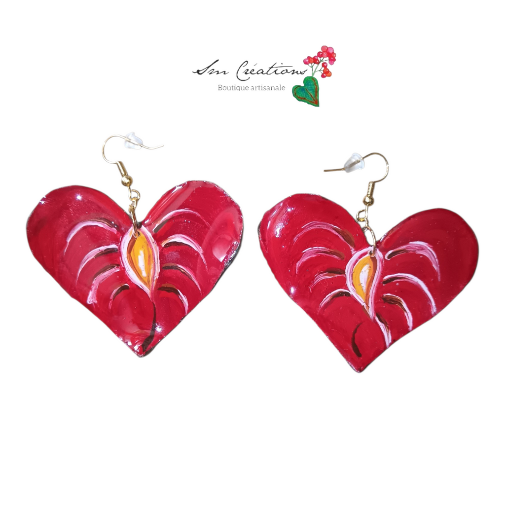 Boucle d'oreille artistique |''Coeur de plantes ''| 95% Naturel Fais Main