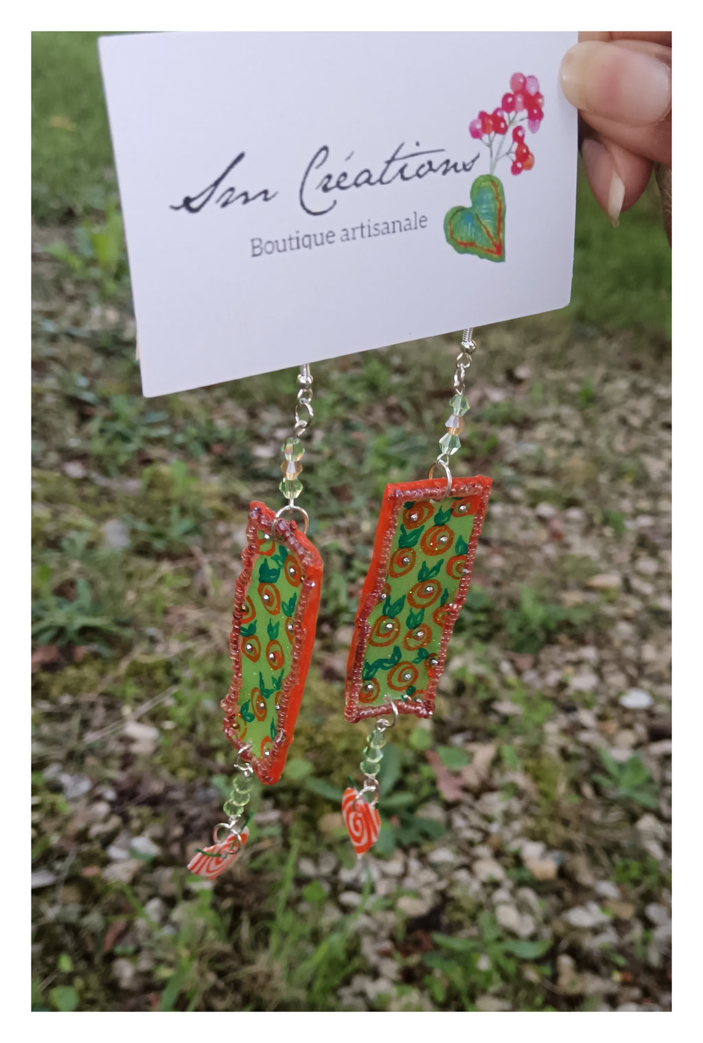 Boucle d'oreille Arte| ''Orange Springle'' 95% Naturelle