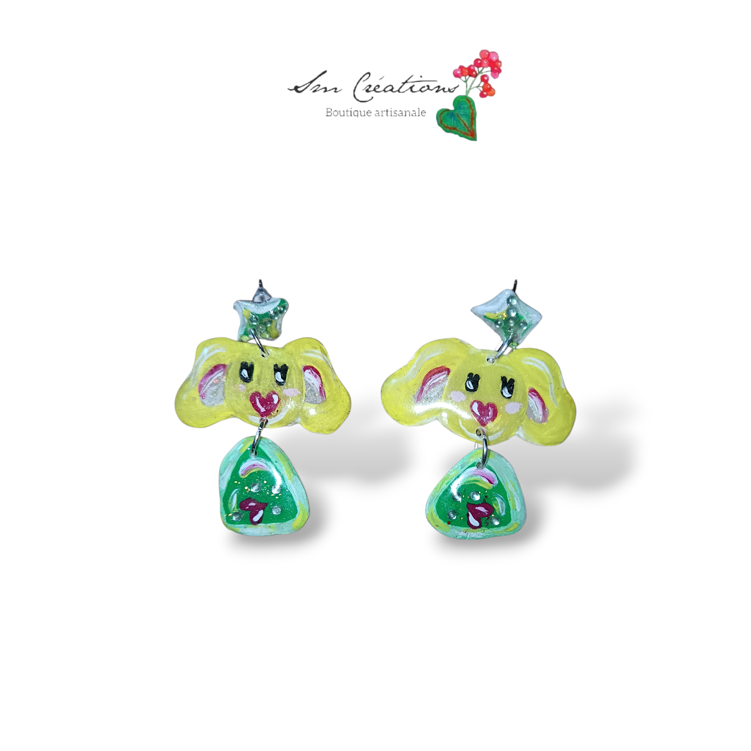 Boucle d'oreille artistique |''Pichou par Sm Créations''| 95% Naturel Fais Main