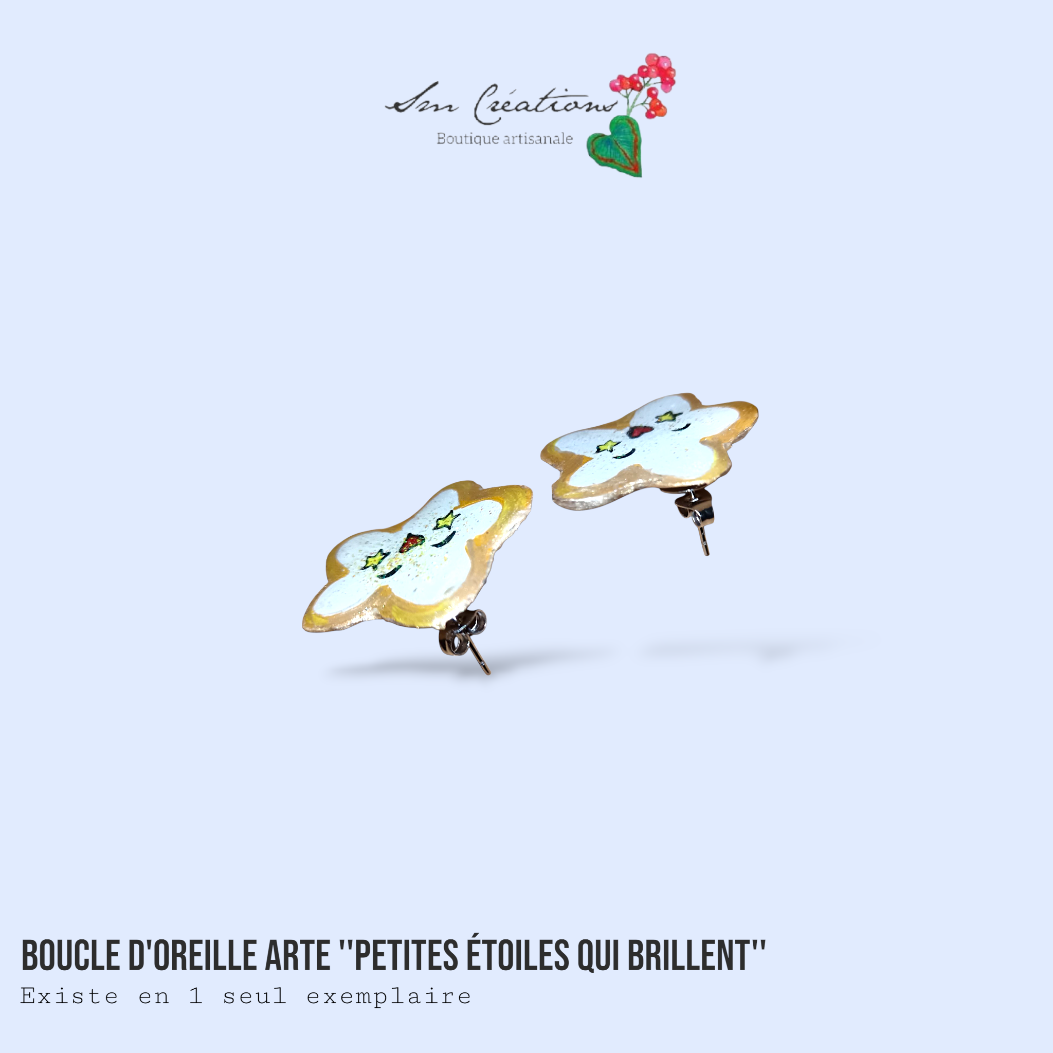 Boucle d'oreille artistique |''Petites étoiles qui brillent''| 95% Naturel Fais Main