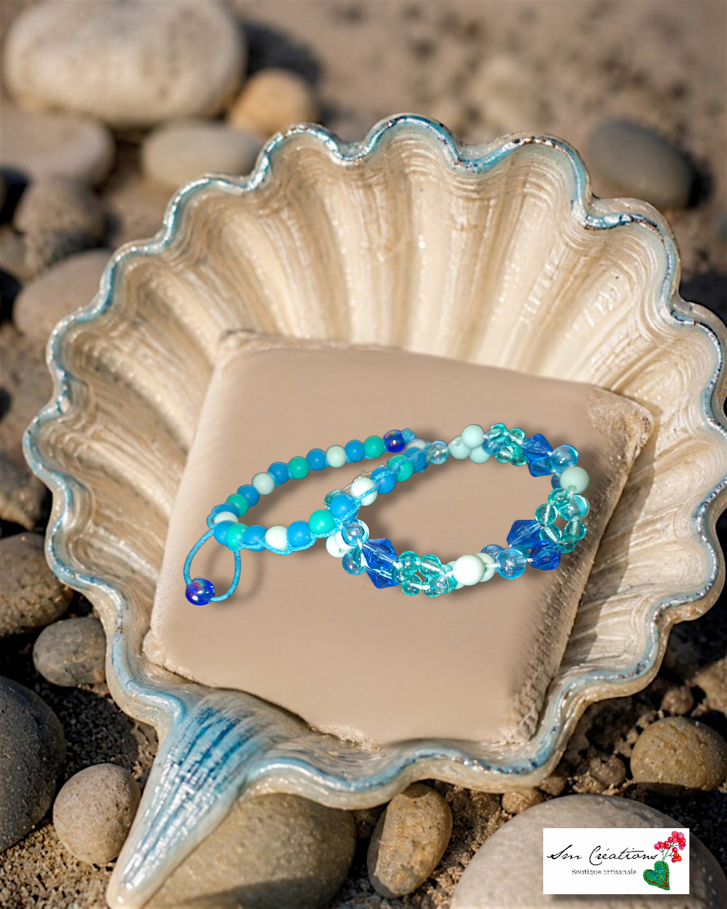 Bracelets artisanales Coloris Cian des mers - Bohème Chic