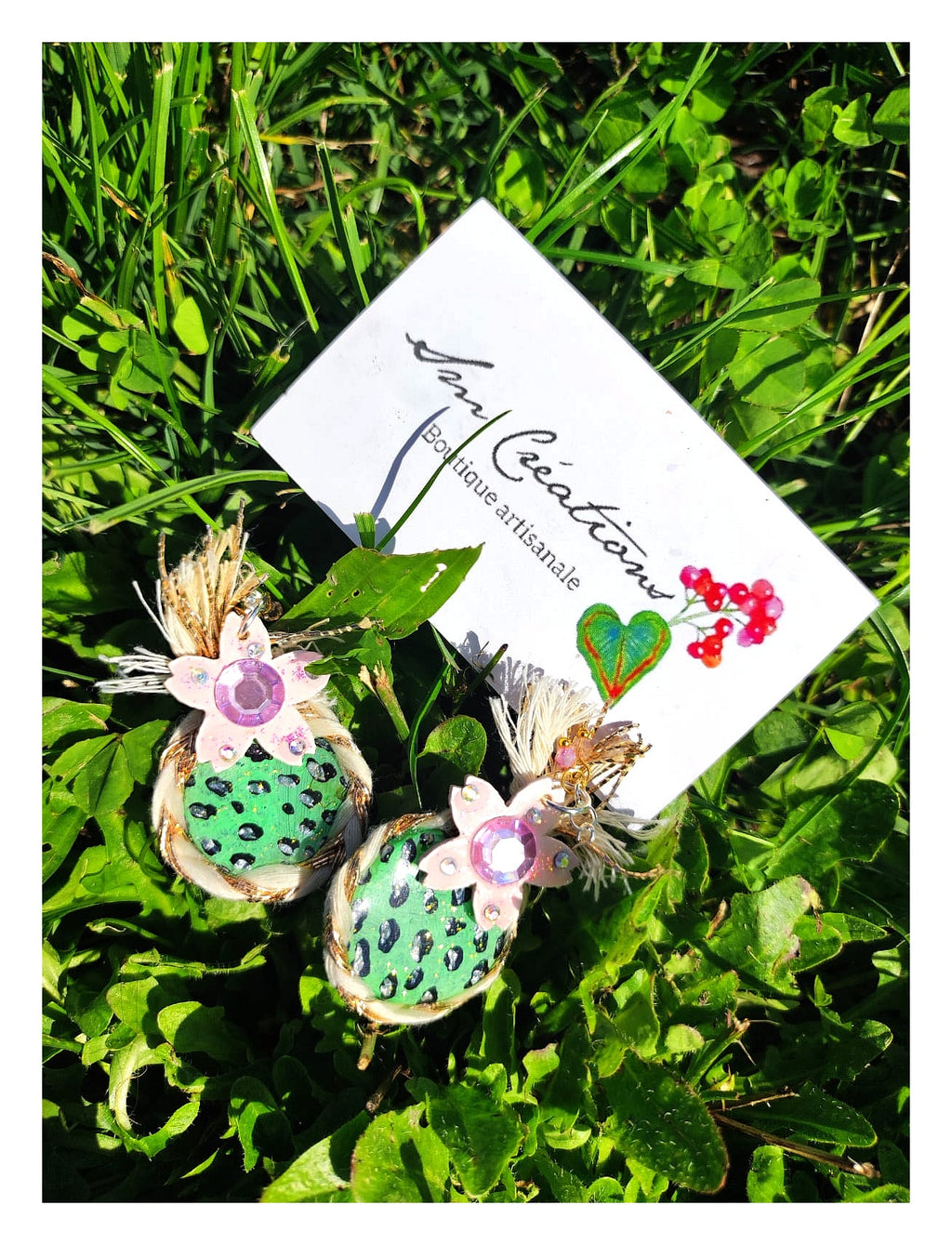 Boucle d'oreille artisanale Arte| ''Nanass Rose'' 95%Naturel