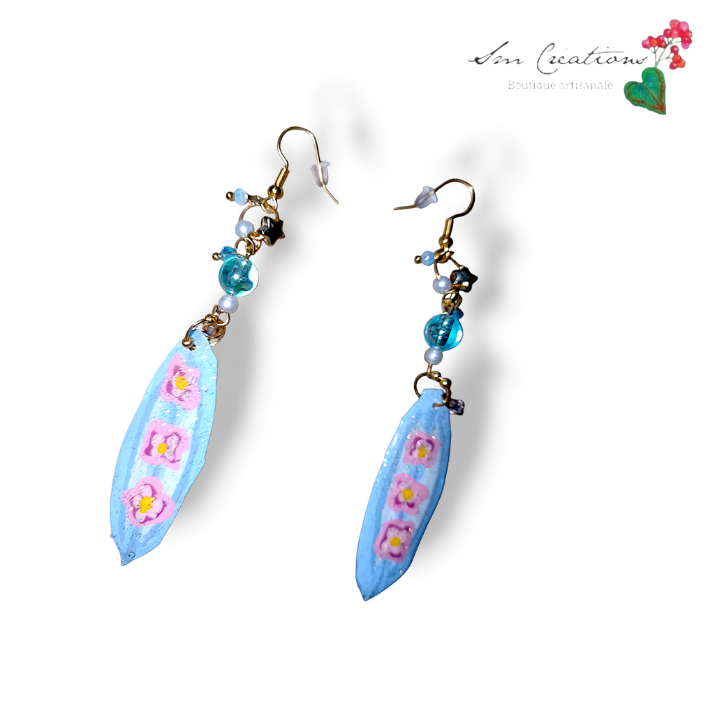 Boucles d'oreilles artisanales "Surf Fleuri" 🏄🌸