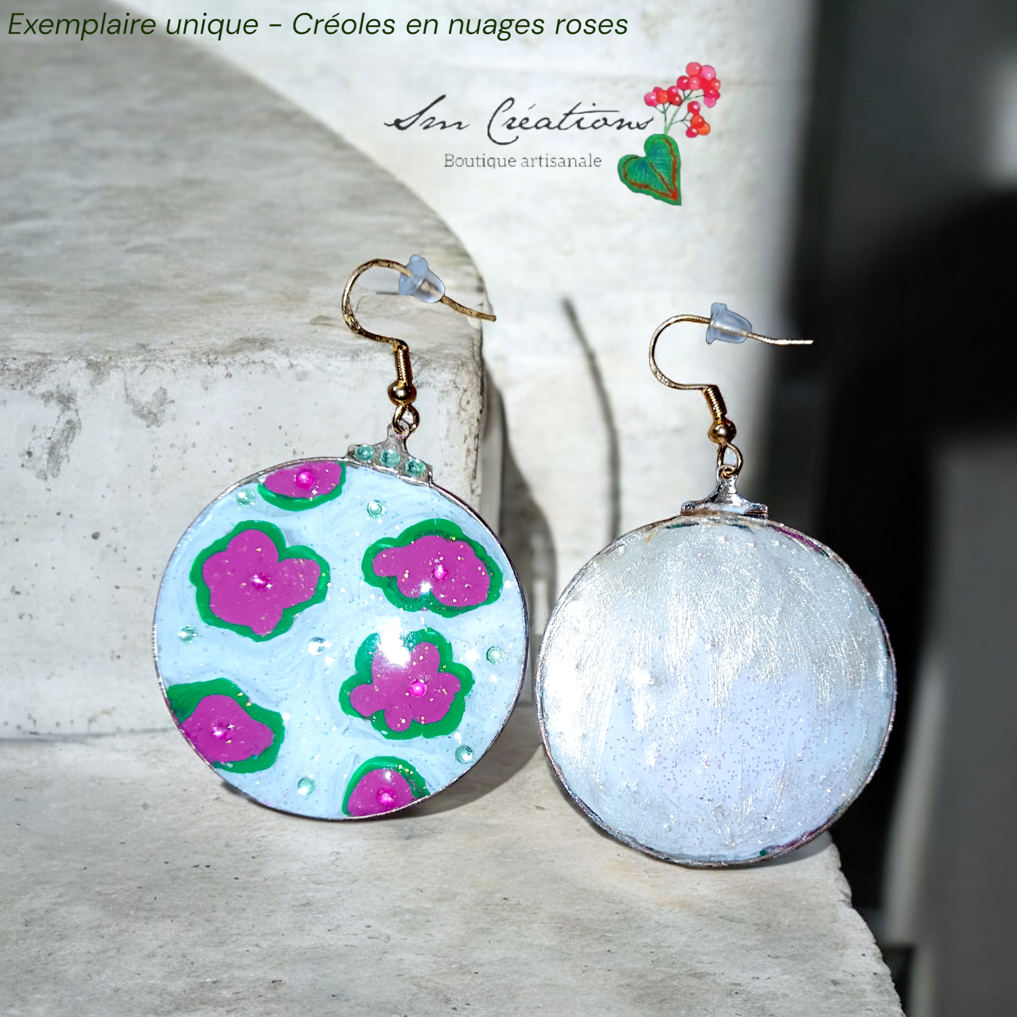 Boucle d'oreille artistique |Collection Créoles ColorBlock| Peintes à la main | QTE 01