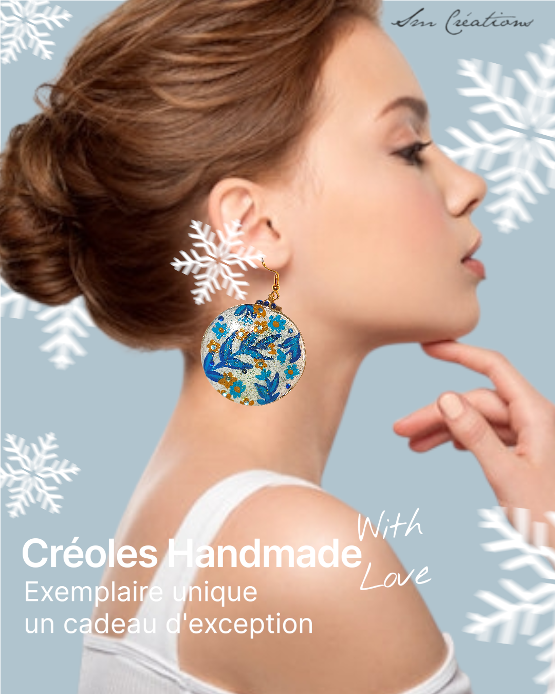 Boucle d'oreille artistique |Collection Créoles ColorBlock| Peintes à la main | QTE 01
