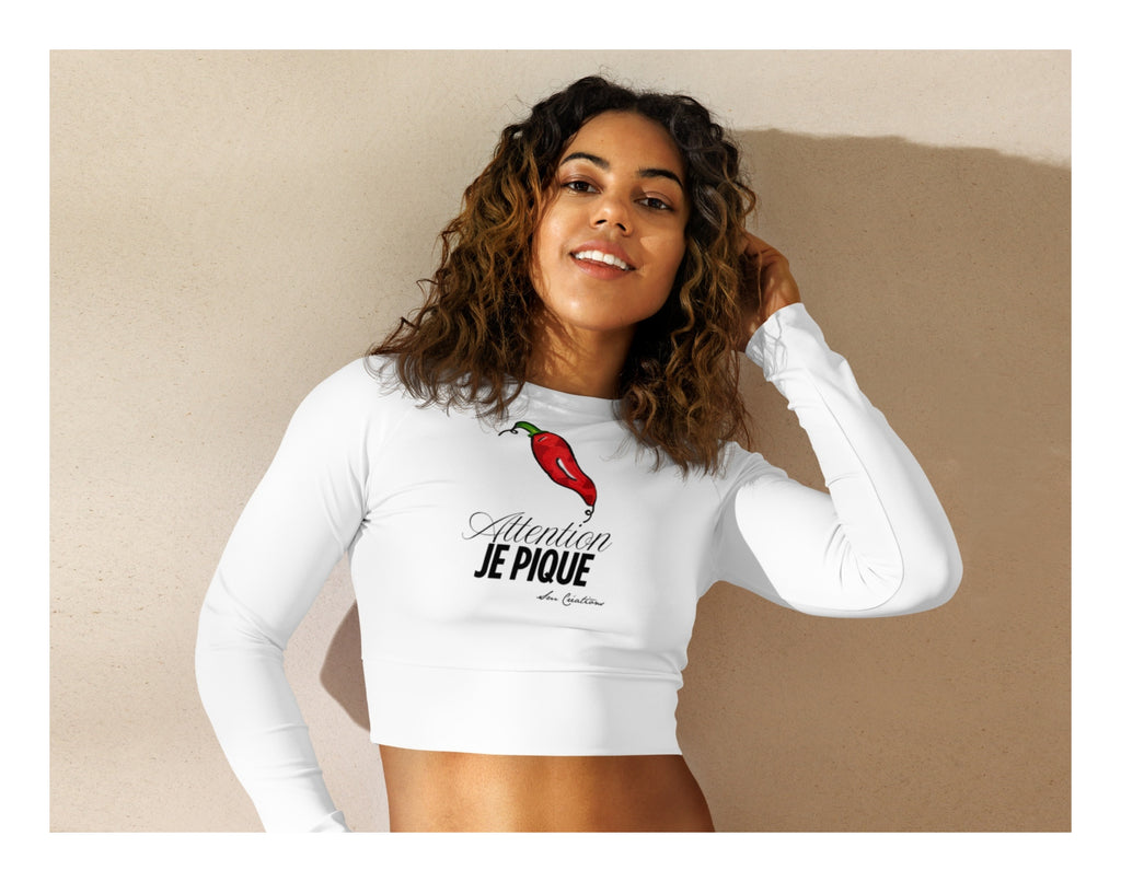 Haut court à manches longues en matière recyclée type Crop Top "Piment'' P-E 2025
