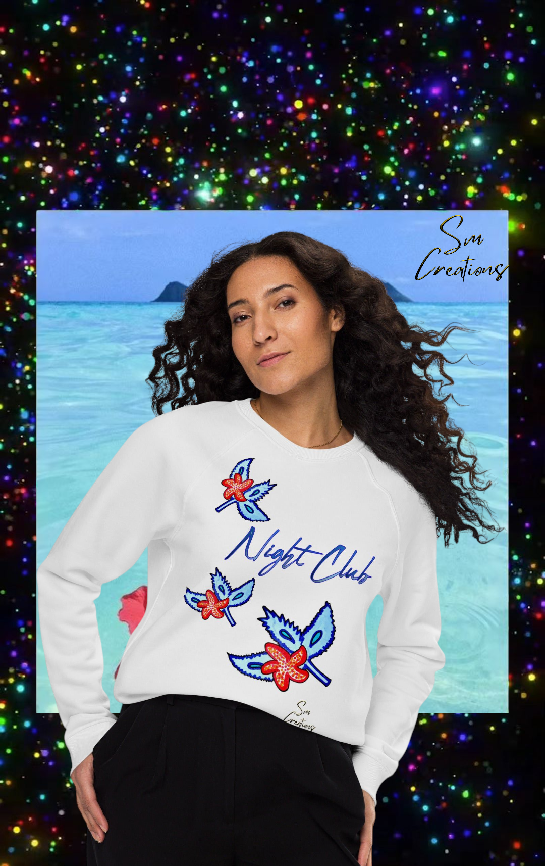 Sweatshirt écologique raglan unisexe ''Night Club'' 100% coton bio