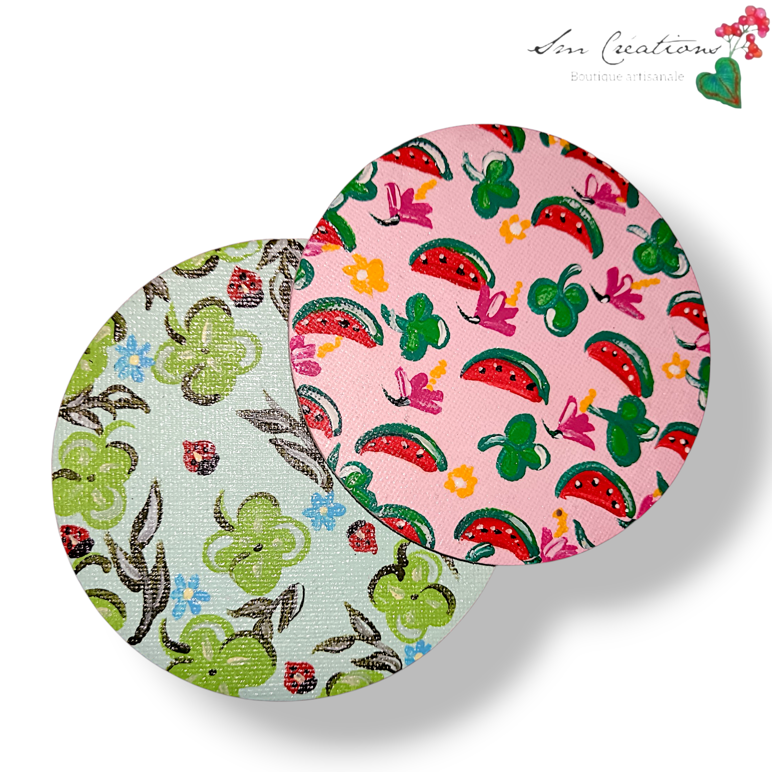 Duo de magnets décoratifs artisanaux – « Évasion Tropicale »